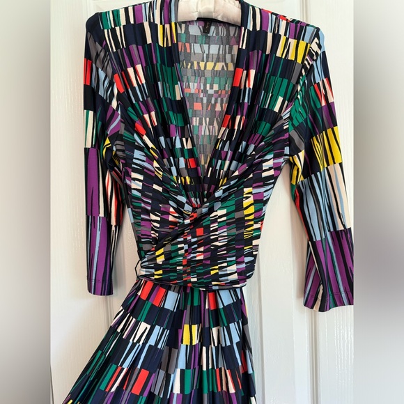 BCBGMaxAzria - Multicolored Striped Surplice Wrap Dress Size S - Picture 10 of 14